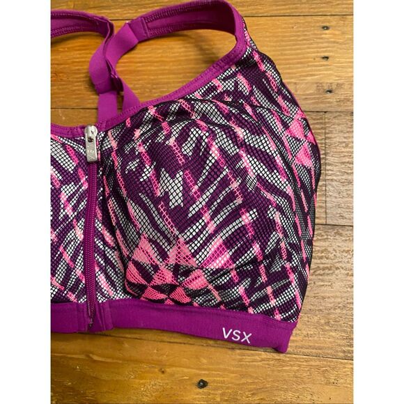 Victoria’s Secret VSX 32DD sports bra high support purple pink zipper - Picture 2 of 9